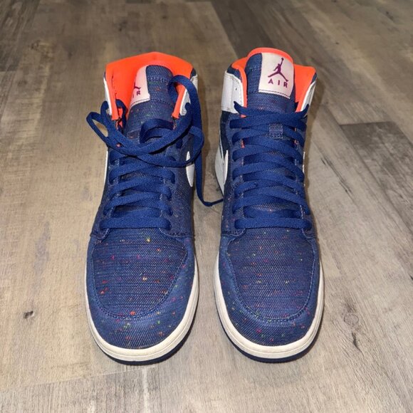 Jordan 1 High GG - Deep Royal Splatter - 9.5M (Youth Extended Run, its a 9.5Y/M) - Picture 4 of 10